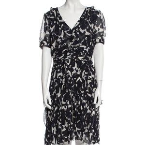 Oscar de la Renta blue and white print silk cocktail dress.
